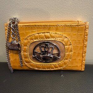 Kathy Van Zeeland Yellow/ Gold Keychain Coin Purse NWT